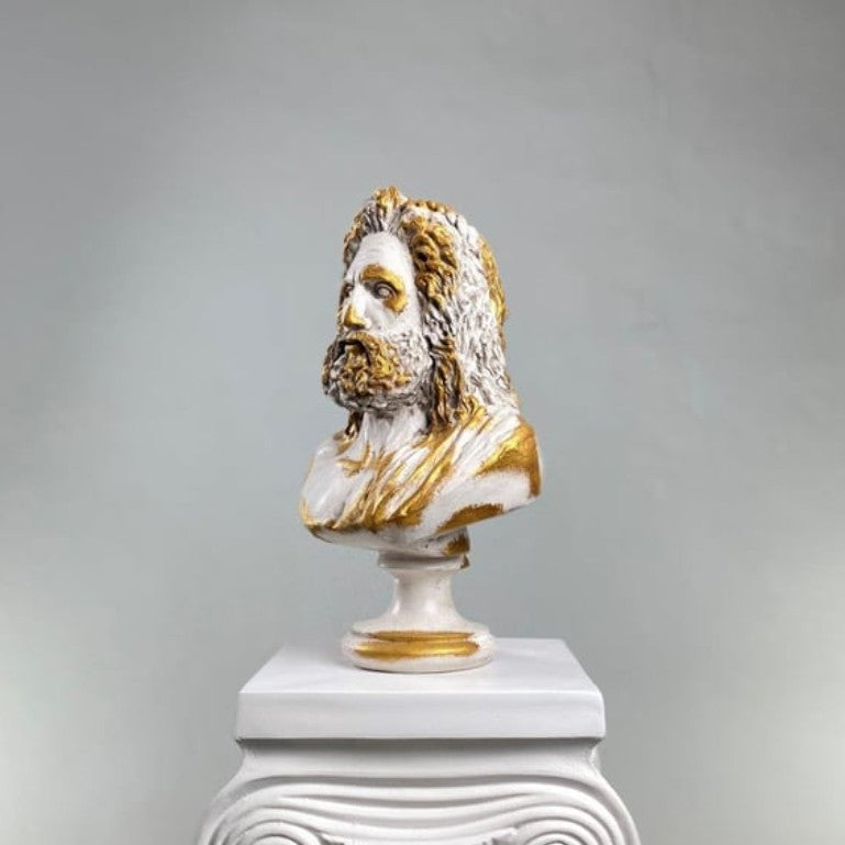Handmade Zeus Bust, Handmade Greek Zeus Bust, Handmade Zeus Sculpture, Colorful Greek Mythology Bust, Colorful Greek God Statue, Zeus Statue
