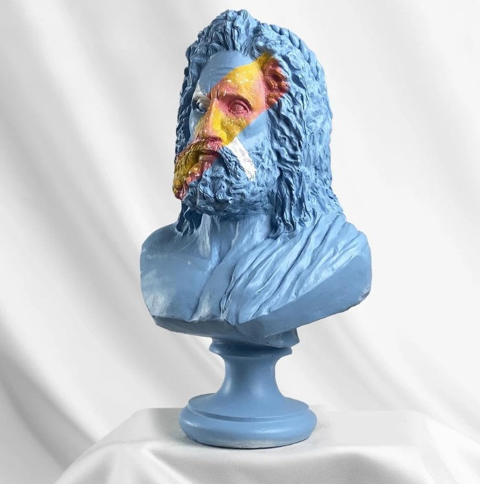 Handmade Zeus Bust, Handmade Greek Zeus Bust, Handmade Zeus Sculpture, Colorful Greek Mythology Bust, Colorful Greek God Statue, Zeus Statue