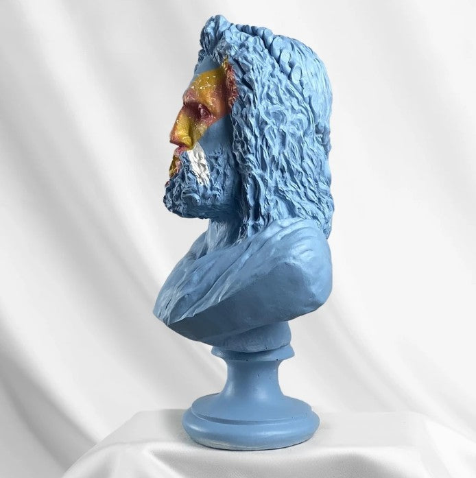Handmade Zeus Bust, Handmade Greek Zeus Bust, Handmade Zeus Sculpture, Colorful Greek Mythology Bust, Colorful Greek God Statue, Zeus Statue