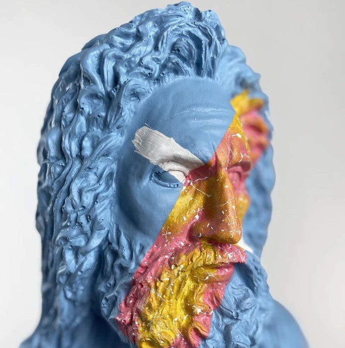 Handmade Zeus Bust, Handmade Greek Zeus Bust, Handmade Zeus Sculpture, Colorful Greek Mythology Bust, Colorful Greek God Statue, Zeus Statue