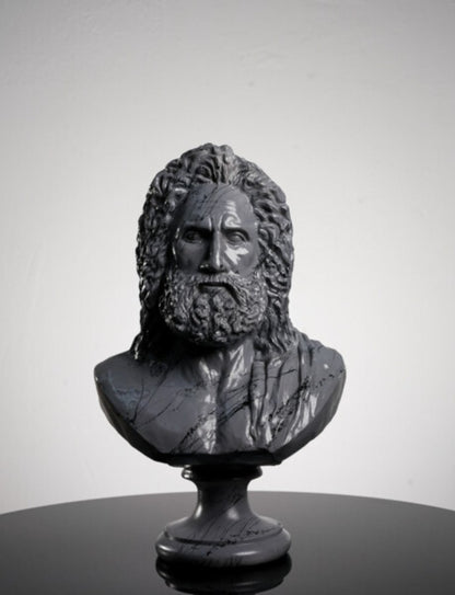 Handmade Zeus Bust, Handmade Greek Zeus Bust, Handmade Zeus Sculpture, Colorful Greek Mythology Bust, Colorful Greek God Statue, Zeus Statue