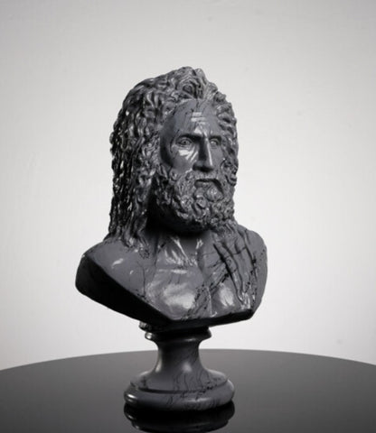 Handmade Zeus Bust, Handmade Greek Zeus Bust, Handmade Zeus Sculpture, Colorful Greek Mythology Bust, Colorful Greek God Statue, Zeus Statue