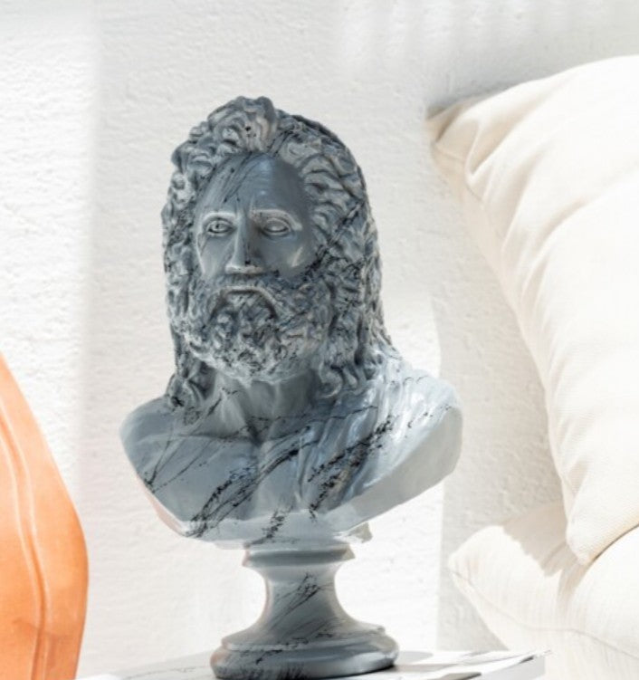 Handmade Zeus Bust, Handmade Greek Zeus Bust, Handmade Zeus Sculpture, Colorful Greek Mythology Bust, Colorful Greek God Statue, Zeus Statue