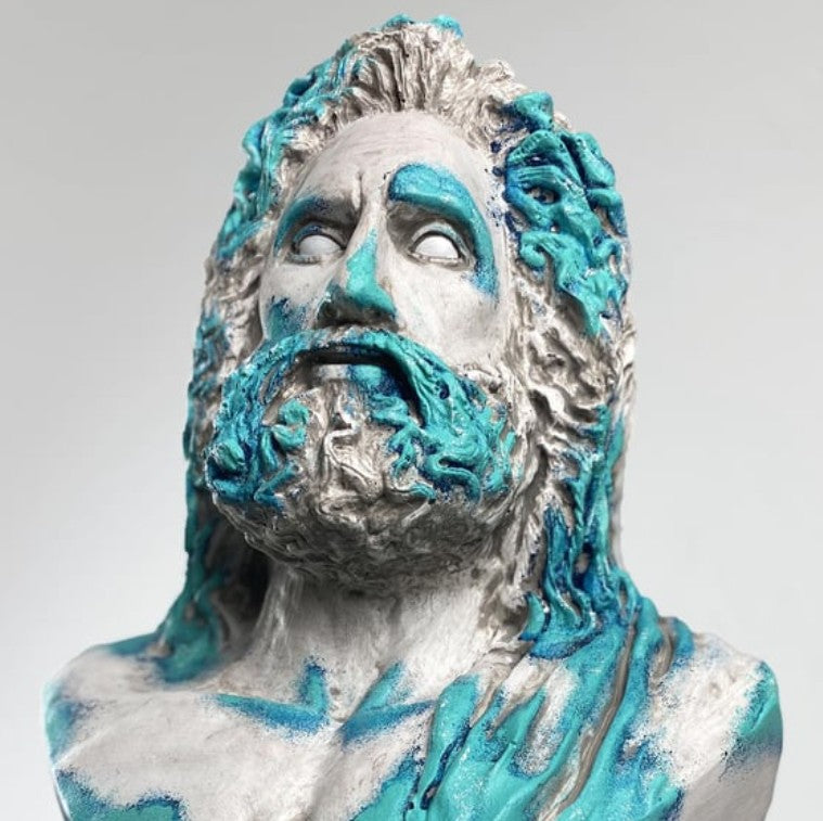 Handmade Zeus Bust, Handmade Greek Zeus Bust, Handmade Zeus Sculpture, Colorful Greek Mythology Bust, Colorful Greek God Statue, Zeus Statue
