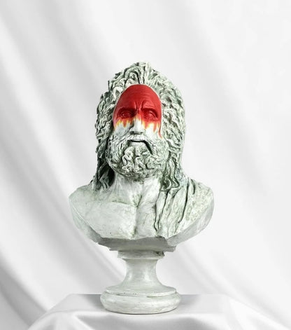 Handmade Zeus Bust, Handmade Greek Zeus Bust, Handmade Zeus Sculpture, Colorful Greek Mythology Bust, Colorful Greek God Statue, Zeus Statue