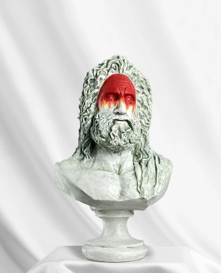 Handmade Zeus Bust, Handmade Greek Zeus Bust, Handmade Zeus Sculpture, Colorful Greek Mythology Bust, Colorful Greek God Statue, Zeus Statue