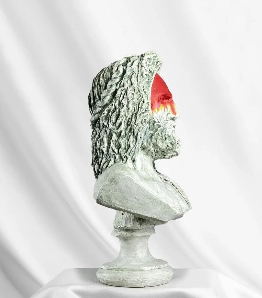 Handmade Zeus Bust, Handmade Greek Zeus Bust, Handmade Zeus Sculpture, Colorful Greek Mythology Bust, Colorful Greek God Statue, Zeus Statue