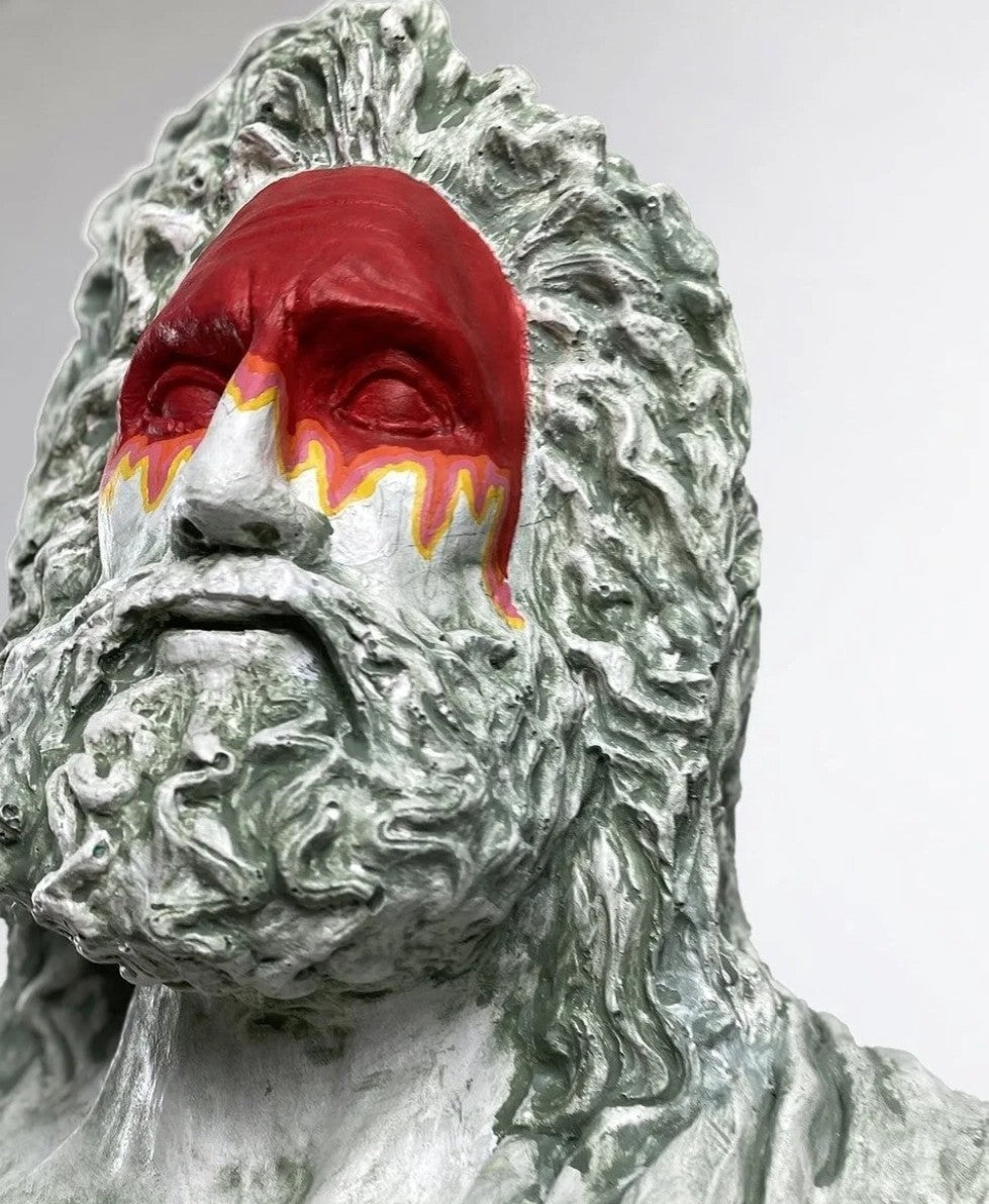 Handmade Zeus Bust, Handmade Greek Zeus Bust, Handmade Zeus Sculpture, Colorful Greek Mythology Bust, Colorful Greek God Statue, Zeus Statue