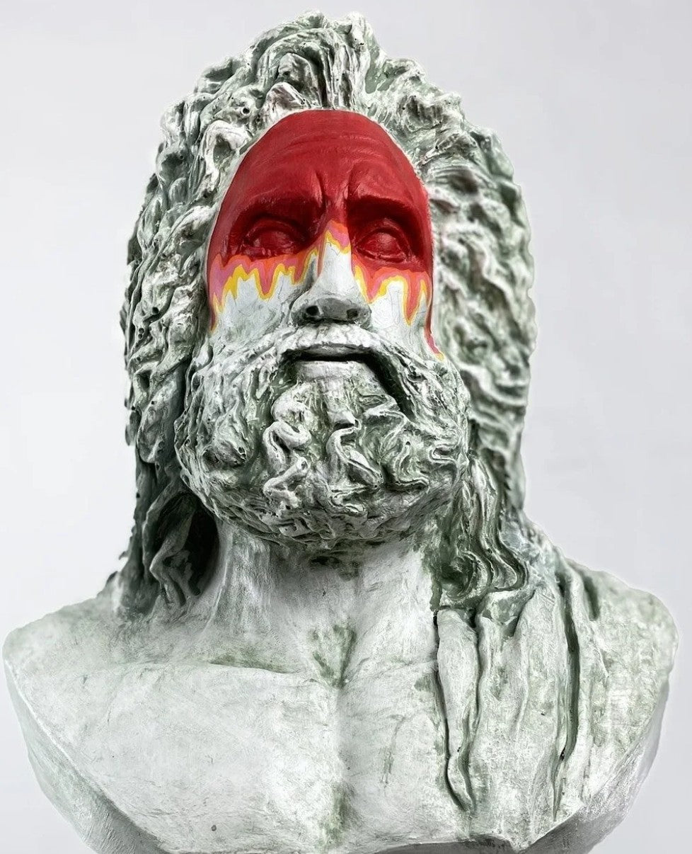 Handmade Zeus Bust, Handmade Greek Zeus Bust, Handmade Zeus Sculpture, Colorful Greek Mythology Bust, Colorful Greek God Statue, Zeus Statue