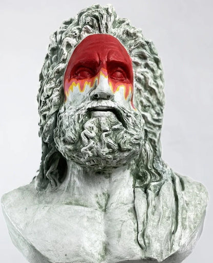 Handmade Zeus Bust, Handmade Greek Zeus Bust, Handmade Zeus Sculpture, Colorful Greek Mythology Bust, Colorful Greek God Statue, Zeus Statue
