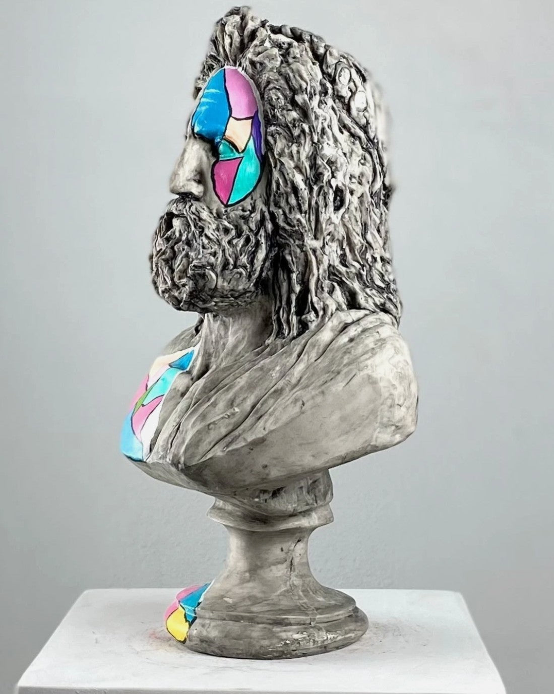 Handmade Zeus Bust, Handmade Greek Zeus Bust, Handmade Zeus Sculpture, Colorful Greek Mythology Bust, Colorful Greek God Statue, Zeus Statue