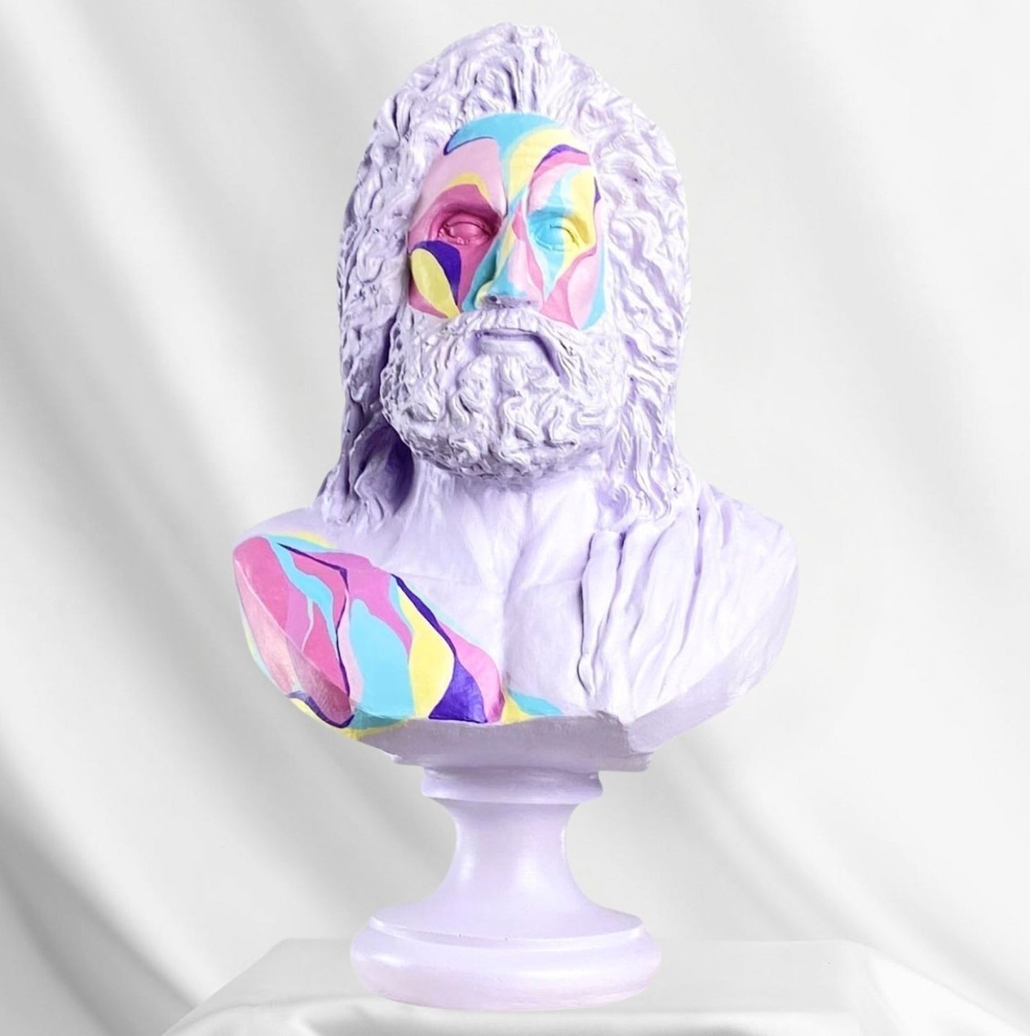 Handmade Zeus Bust, Handmade Greek Zeus Bust, Handmade Zeus Sculpture, Colorful Greek Mythology Bust, Colorful Greek God Statue, Zeus Statue