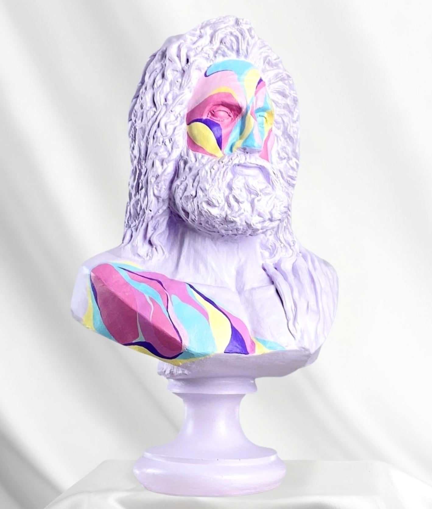 Handmade Zeus Bust, Handmade Greek Zeus Bust, Handmade Zeus Sculpture, Colorful Greek Mythology Bust, Colorful Greek God Statue, Zeus Statue