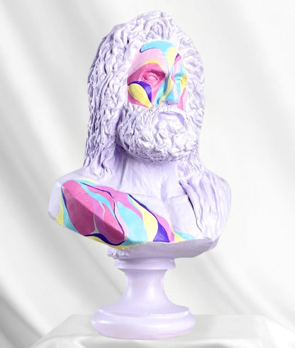 Handmade Zeus Bust, Handmade Greek Zeus Bust, Handmade Zeus Sculpture, Colorful Greek Mythology Bust, Colorful Greek God Statue, Zeus Statue