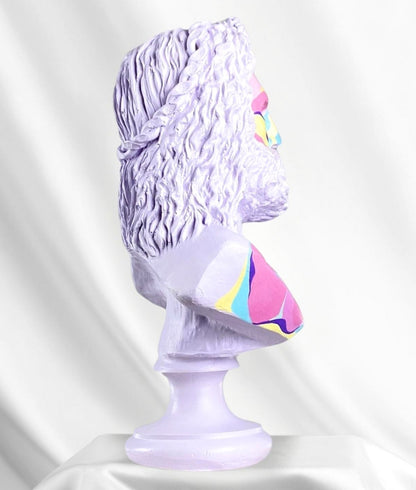 Handmade Zeus Bust, Handmade Greek Zeus Bust, Handmade Zeus Sculpture, Colorful Greek Mythology Bust, Colorful Greek God Statue, Zeus Statue