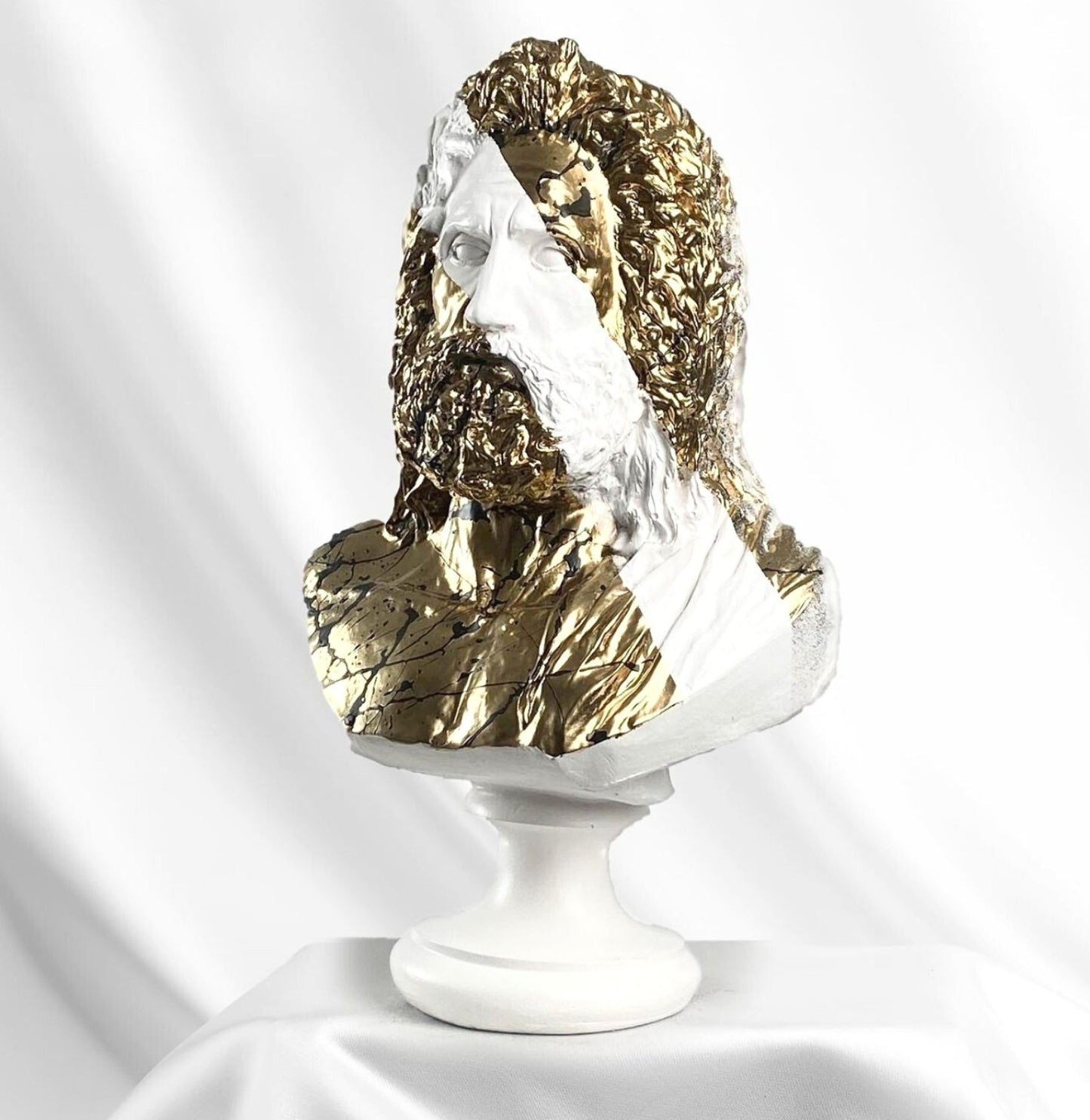 Handmade Zeus Bust, Handmade Greek Zeus Bust, Handmade Zeus Sculpture, Colorful Greek Mythology Bust, Colorful Greek God Statue, Zeus Statue
