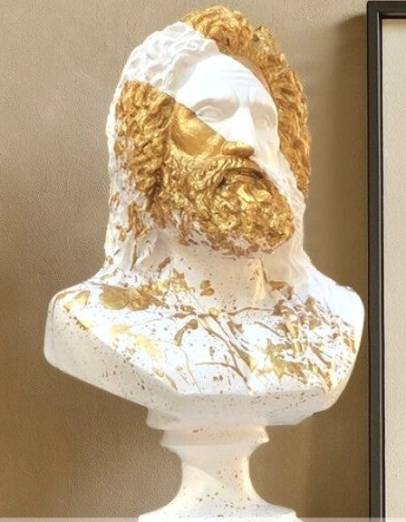Handmade Zeus Bust, Handmade Greek Zeus Bust, Handmade Zeus Sculpture, Colorful Greek Mythology Bust, Colorful Greek God Statue, Zeus Statue