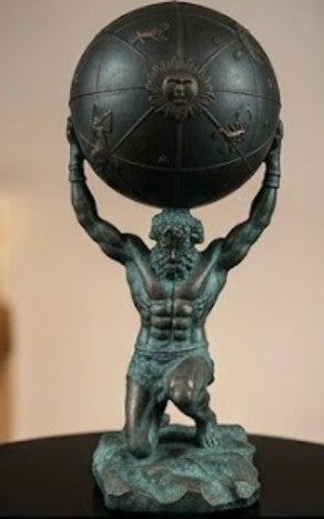 Atlas hält die Globus-Statue, Atlas-Figur, griechische Mythologie-Dekor, Atlas-Skulptur, Mythologie-Kunst-Dekor, Mythologie-Statue, Atlas-Büste-Dekor, Atlas-Statue