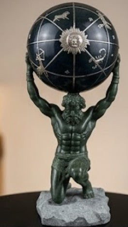 Atlas hält die Globus-Statue, Atlas-Figur, griechische Mythologie-Dekor, Atlas-Skulptur, Mythologie-Kunst-Dekor, Mythologie-Statue, Atlas-Büste-Dekor, Atlas-Statue