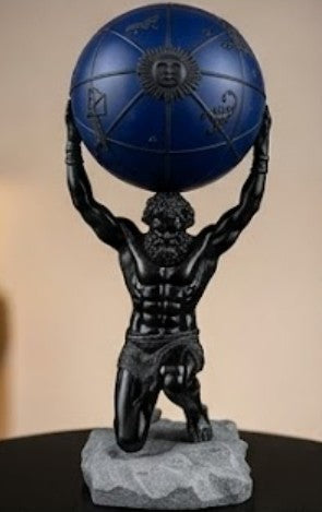 Atlas hält die Globus-Statue, Atlas-Figur, griechische Mythologie-Dekor, Atlas-Skulptur, Mythologie-Kunst-Dekor, Mythologie-Statue, Atlas-Büste-Dekor, Atlas-Statue