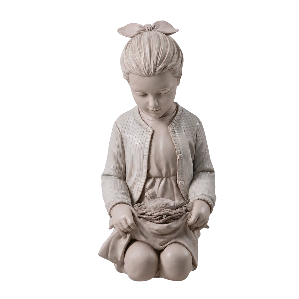 Handmade Girl Figurine, Bird Nest Decor, Nursery Shelf Accent, Polyester Pastel Home Accent