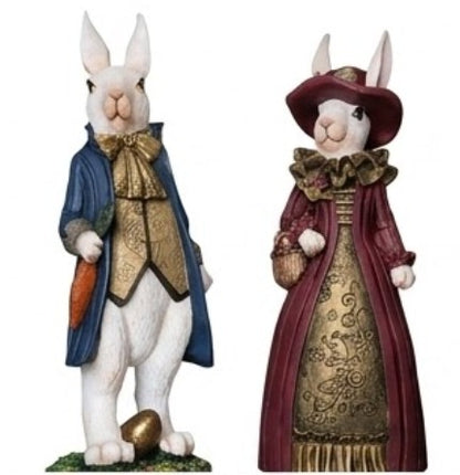 Osterhasen Deko, Elegantes Hasenpaar, Osterdeko, Frühlingsdekoration, Ostergeschenk, Hasenskulptur, Osterhasen Deko, Osterhasen Skulptur