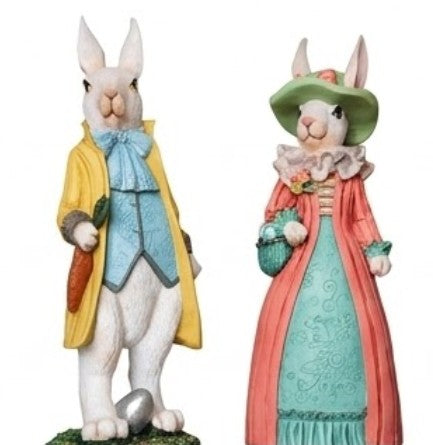 Osterhasen Deko, Elegantes Hasenpaar, Osterdeko, Frühlingsdekoration, Ostergeschenk, Hasenskulptur, Osterhasen Deko, Osterhasen Skulptur