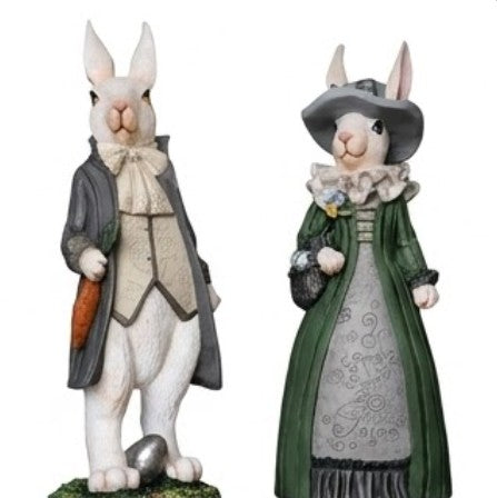 Osterhasen Deko, Elegantes Hasenpaar, Osterdeko, Frühlingsdekoration, Ostergeschenk, Hasenskulptur, Osterhasen Deko, Osterhasen Skulptur