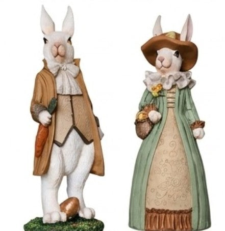 Osterhasen Deko, Elegantes Hasenpaar, Osterdeko, Frühlingsdekoration, Ostergeschenk, Hasenskulptur, Osterhasen Deko, Osterhasen Skulptur