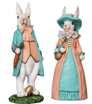 Osterhasen Deko, Elegantes Hasenpaar, Osterdeko, Frühlingsdekoration, Ostergeschenk, Hasenskulptur, Osterhasen Deko, Osterhasen Skulptur