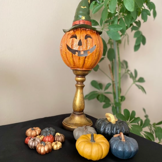 Halloween Pumpkin Decor, Decorative Pumpkin Figurine, Tall Pumpkin Decor, Halloween Pumpkin Sculpture, Halloween Home Accent, Pumpkin Statue