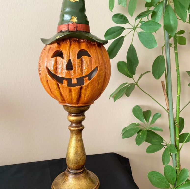 Halloween Pumpkin Decor, Decorative Pumpkin Figurine, Tall Pumpkin Decor, Halloween Pumpkin Sculpture, Halloween Home Accent, Pumpkin Statue