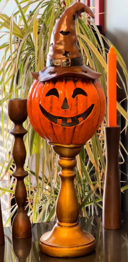 Halloween Pumpkin Decor, Decorative Pumpkin Figurine, Tall Pumpkin Decor, Halloween Pumpkin Sculpture, Halloween Home Accent, Pumpkin Statue