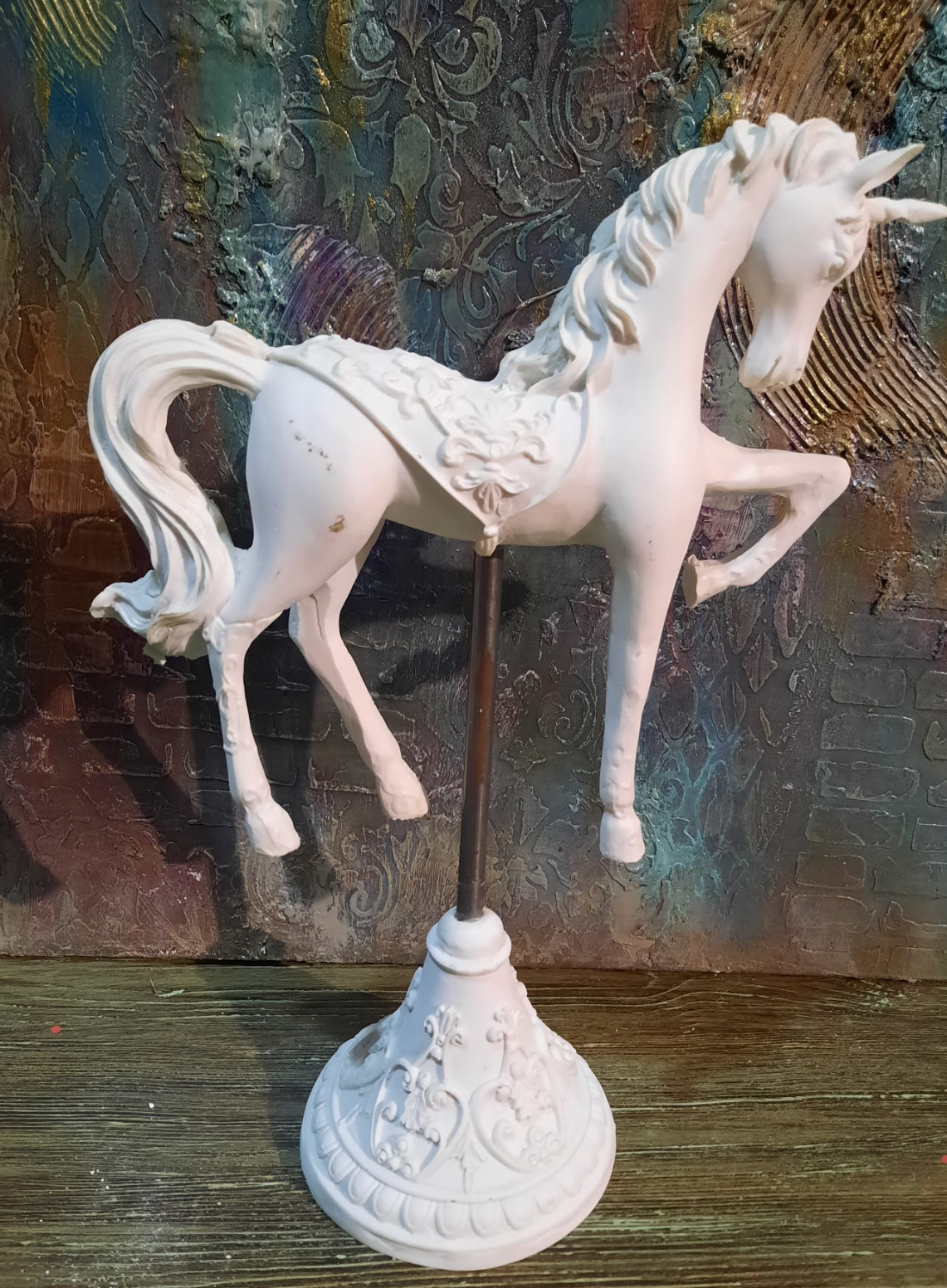 Unicorn Horse Statue, Vintage Style Horse Statue, Stylized Fantasy Horse Unicorn Statue, Unicorn Horse Sculpture, Classic Horse Sculpture