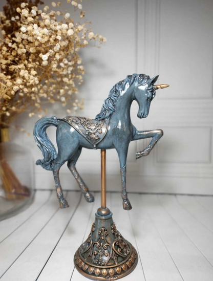 Unicorn Horse Statue, Vintage Style Horse Statue, Stylized Fantasy Horse Unicorn Statue, Unicorn Horse Sculpture, Classic Horse Sculpture
