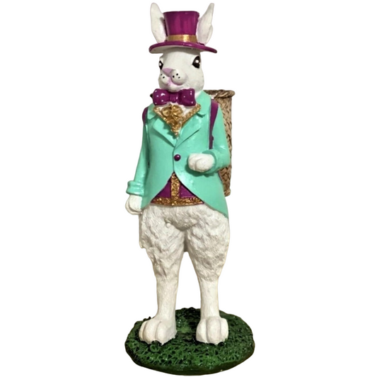Bunny Figurine with Basket, Rabbit Statue, Rabbit Lover Gift, Unique Bunny Decoration, Rabbit Figurine With Basket, Easter Rabbit Decor, Easter Bunny Decor, Easter Rabbit Statue