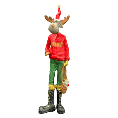 Nordic Style Reindeer Man Sculpture, Decorative Reindeer Man Sculpture, Standing Reindeer Man Statue, Cute Reindeer Gentleman Statue
