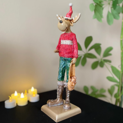 Nordic Style Reindeer Man Sculpture, Decorative Reindeer Man Sculpture, Standing Reindeer Man Statue, Cute Reindeer Gentleman Statue