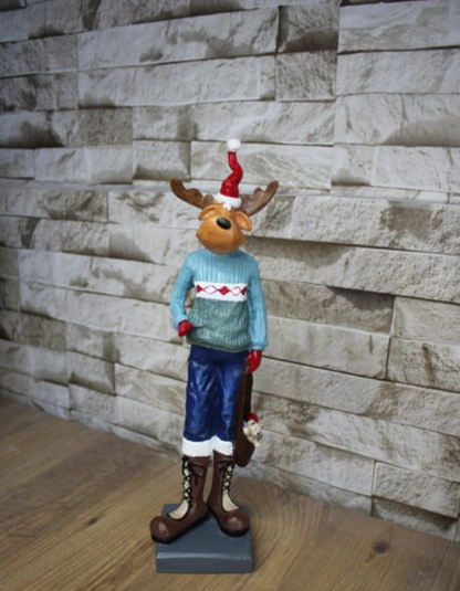 Nordic Style Reindeer Man Sculpture, Decorative Reindeer Man Sculpture, Standing Reindeer Man Statue, Cute Reindeer Gentleman Statue