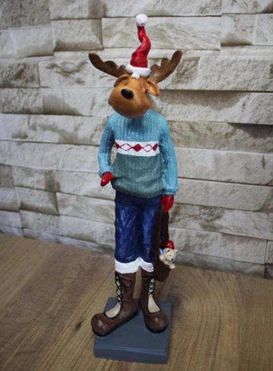 Nordic Style Reindeer Man Sculpture, Decorative Reindeer Man Sculpture, Standing Reindeer Man Statue, Cute Reindeer Gentleman Statue