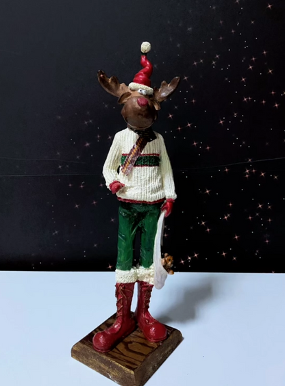 Nordic Style Reindeer Man Sculpture, Decorative Reindeer Man Sculpture, Standing Reindeer Man Statue, Cute Reindeer Gentleman Statue