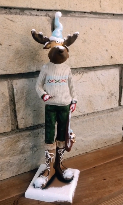 Nordic Style Reindeer Man Sculpture, Decorative Reindeer Man Sculpture, Standing Reindeer Man Statue, Cute Reindeer Gentleman Statue