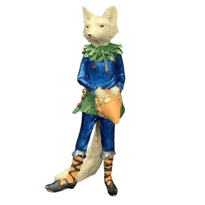 Forest Elf Fox Statue, Standing Fox Figurine, Hand Painted Fox Elf Statue, Elegant Standing Fox Sculpture, Whimsical Forest Fox Statue