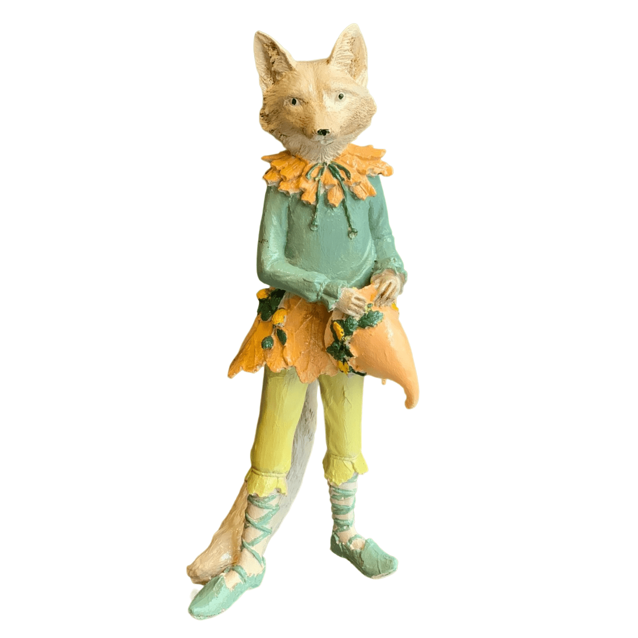 Forest Elf Fox Statue, Standing Fox Figurine, Hand Painted Fox Elf Statue, Elegant Standing Fox Sculpture, Whimsical Forest Fox Statue
