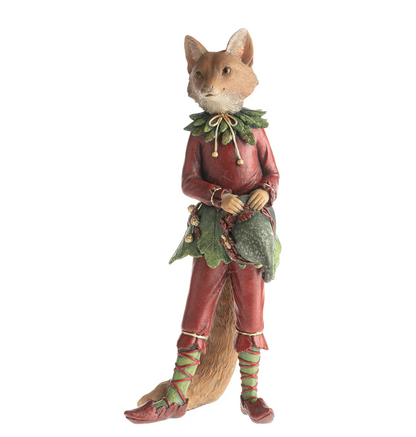Forest Elf Fox Statue, Standing Fox Figurine, Hand Painted Fox Elf Statue, Elegant Standing Fox Sculpture, Whimsical Forest Fox Statue