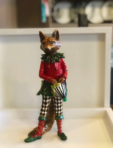 Forest Elf Fox Statue, Standing Fox Figurine, Hand Painted Fox Elf Statue, Elegant Standing Fox Sculpture, Whimsical Forest Fox Statue