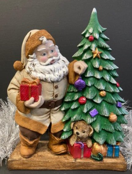 Santa Claus Figurine with Gift Boxes, Christmas Gift, Hand-Painted Sculpture, Christmas Ornaments, Chrismtas Decor, Christmas Tree Sculpture, Santa Sculpture, Santa Decor