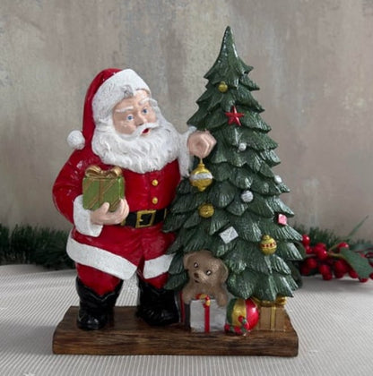 Santa Claus Figurine with Gift Boxes, Christmas Gift, Hand-Painted Sculpture, Christmas Ornaments, Chrismtas Decor, Christmas Tree Sculpture, Santa Sculpture, Santa Decor