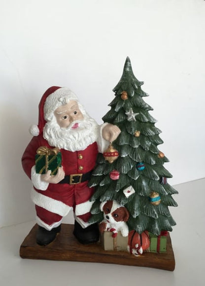 Santa Claus Figurine with Gift Boxes, Christmas Gift, Hand-Painted Sculpture, Christmas Ornaments, Chrismtas Decor, Christmas Tree Sculpture, Santa Sculpture, Santa Decor