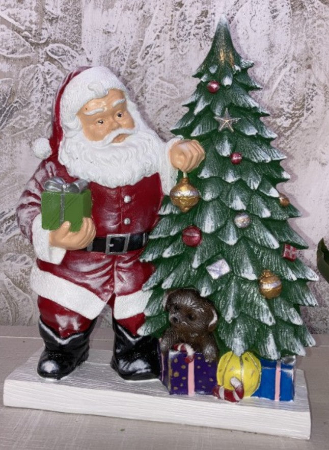 Santa Claus Figurine with Gift Boxes, Christmas Gift, Hand-Painted Sculpture, Christmas Ornaments, Chrismtas Decor, Christmas Tree Sculpture, Santa Sculpture, Santa Decor